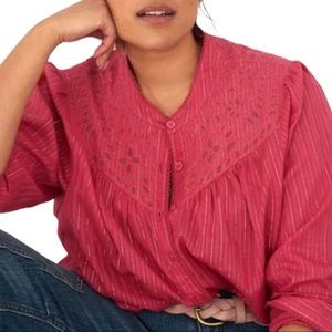 NWT Anthropologie/Pilcro The Victoria Lace Buttondown 16W.